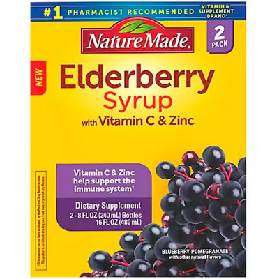 Nature Made Black Elderberry Syrup with Zinc and Vitamin C, 2 pk./8 fl. oz