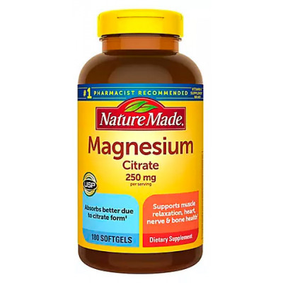 Nature Made Magnesium Citrate 250 mg Softgels, 180 ct