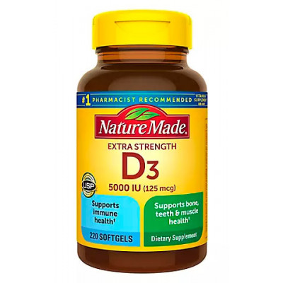 Nature Made Vitamin D3 5,000 IU Softgels, 220 ct