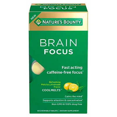 Nature's Bounty Brain Focus Brain Supplements Chewable Tablets, 60 ct