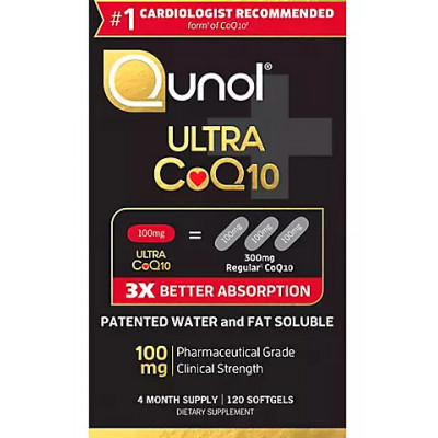 Qunol Ultra Coenzyme Q10 CoQ10 100mg Softgels, 120 ct