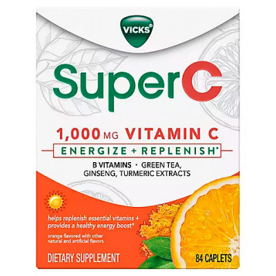 Vicks Super C Daytime Daily Supplement to Energize and Replenish with Vitamin C, 84 ct