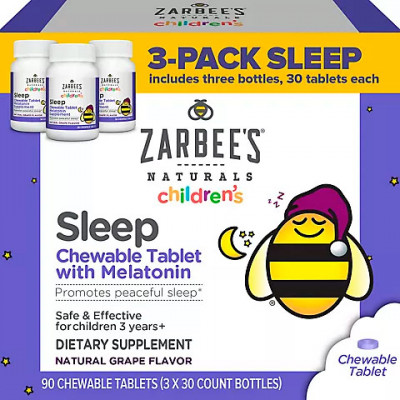 Zarbee's Naturals Children's Sleep Tablets with Melatonin Grape Flavor, 90 ct